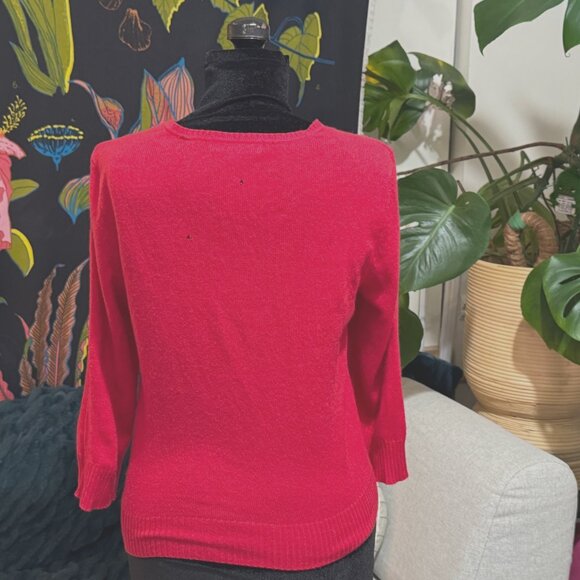 100% Cashmere Button-Down Cardigan Sweater, Red, Juniors XL, Circa 1990s - Picture 6 of 15